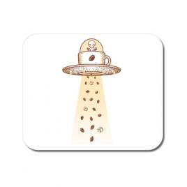 Mousepad personalizat alien coffee invasion alb