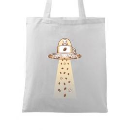 Sacosa din panza alien coffee invasion alb