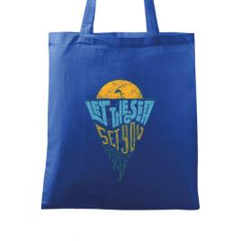 Sacosa din panza let the sea, set you free albastru regal