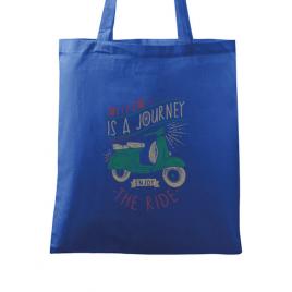 Sacosa din panza life is a journey enjoy the ride albastru regal