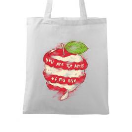 Sacosa din panza you are the apple of my eye alb