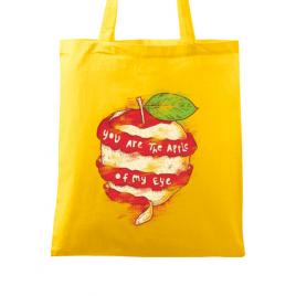 Sacosa din panza you are the apple of my eye galben