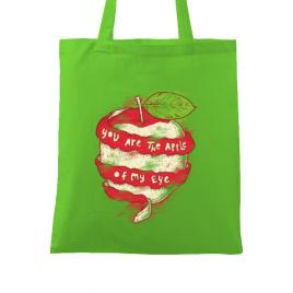 Sacosa din panza you are the apple of my eye verde mar