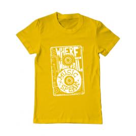 Tricou adler barbat where words fail, music speaks galben
