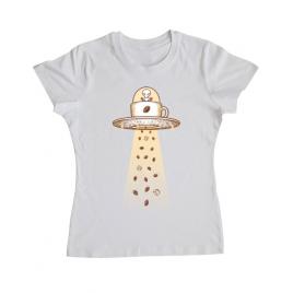 Tricou adler dama alien coffee invasion alb