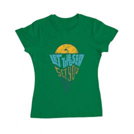 Tricou adler dama let the sea, set you free verde mediu