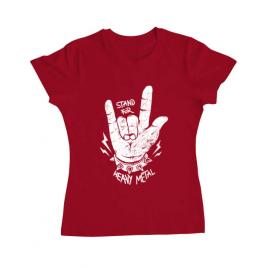 Tricou adler dama stand for heavy metal rosu