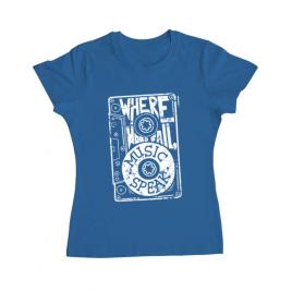 Tricou adler dama where words fail, music speaks albastru azuriu