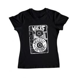 Tricou adler dama where words fail, music speaks negru