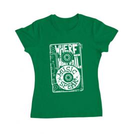 Tricou adler dama where words fail, music speaks verde mediu