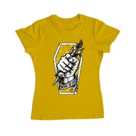 Tricou adler dama work or die galben