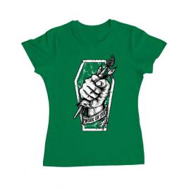 Tricou adler dama work or die verde mediu