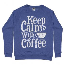 Bluza adler barbat keep calm with coffee albastru melanj