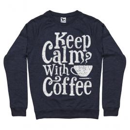 Bluza adler barbat keep calm with coffee denim inchis