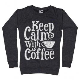 Bluza adler dama keep calm with coffee negru melanj