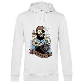 Hoodie barbat cu gluga adventure of the sea alb