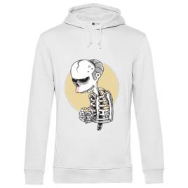 Hoodie barbat cu gluga death of grandfather alb