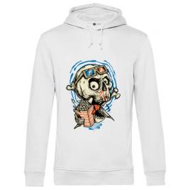 Hoodie barbat cu gluga skull movie alb