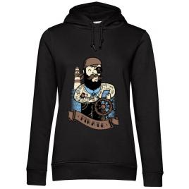 Hoodie dama cu gluga adventure of the sea negru