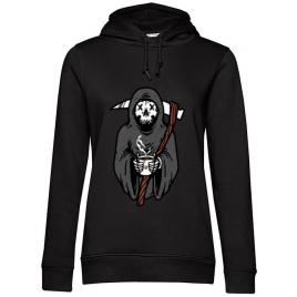 Hoodie dama cu gluga coffee reaper negru