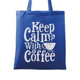 Sacosa din panza keep calm with coffee albastru regal