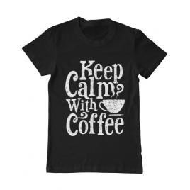 Tricou adler barbat keep calm with coffee negru