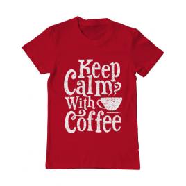 Tricou adler barbat keep calm with coffee rosu