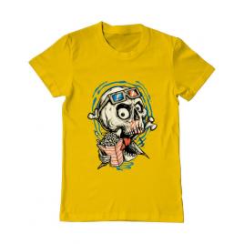 Tricou adler barbat skull movie galben