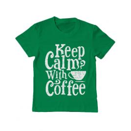 Tricou adler copil keep calm with coffee verde mediu
