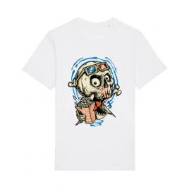 Tricou stanley stella barbat skull movie alb