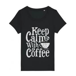 Tricou stanley stella dama keep calm with coffee negru