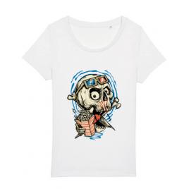 Tricou stanley stella dama skull movie alb