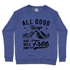 Bluza adler barbat all good things are wild and free albastru melanj