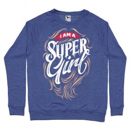 Bluza adler barbat i am a super girl albastru melanj