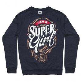 Bluza adler barbat i am a super girl denim inchis