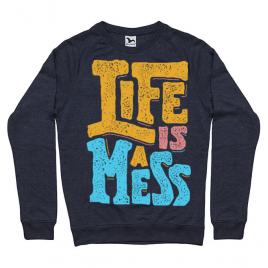 Bluza adler barbat life is a mess denim inchis