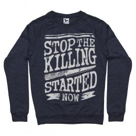 Bluza adler barbat stop the killing started now denim inchis