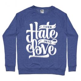 Bluza adler barbat turn hate into love albastru melanj