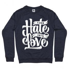 Bluza adler barbat turn hate into love denim inchis