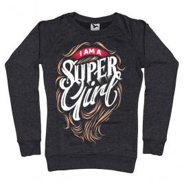 Bluza adler dama i am a super girl negru melanj