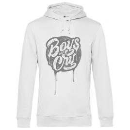 Hoodie barbat cu gluga boys dont cry alb