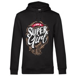 Hoodie barbat cu gluga i am a super girl negru