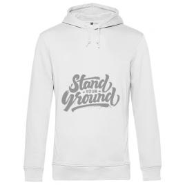 Hoodie barbat cu gluga stand your ground alb