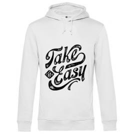 Hoodie barbat cu gluga take it easy alb
