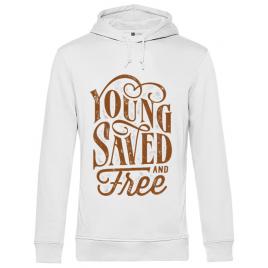 Hoodie barbat cu gluga young saved and free alb