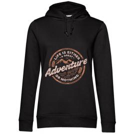 Hoodie dama cu gluga adventure or nothing negru
