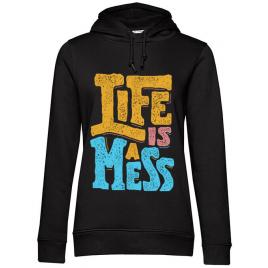 Hoodie dama cu gluga life is a mess negru