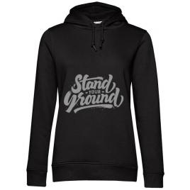 Hoodie dama cu gluga stand your ground negru