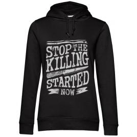 Hoodie dama cu gluga stop the killing started now negru