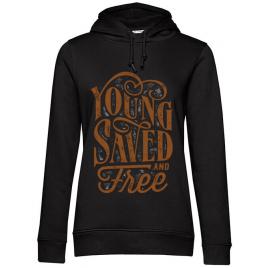 Hoodie dama cu gluga young saved and free negru